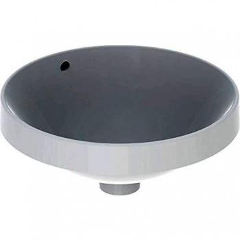Lavabo empotrado Geberit VariForm redondo 40cm sin orificio para grifería con rebosadero color blanco