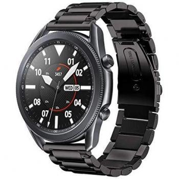 SUNDAREE Compatible con Correa Galaxy Watch 3 45MM,22MM Negro Metal Acero Inoxidable Reemplazo Pulseras Repuesto Smartwatch Band para Samsung galaxy watch watch3 45MM/Smartwatch GTR 47MM/Garmin Venu 2