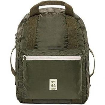 Lefrik - Mochila Pocket Plegable - Para Viajeros con poco Espacio - Tejido 100% Reciclado - Eco Friendly - Con Tela Duradera e Impermeable -16L- Color Olive