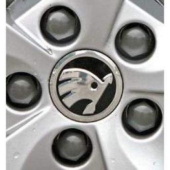 4 x Skoda nuevo logotipo insignia emblema 56 mm rueda centro tapacubos tapas 5ja601151 a VRS deporte Citigo impresionante Octavia Yeti Fabia Roomster misión rápido y otros modelos