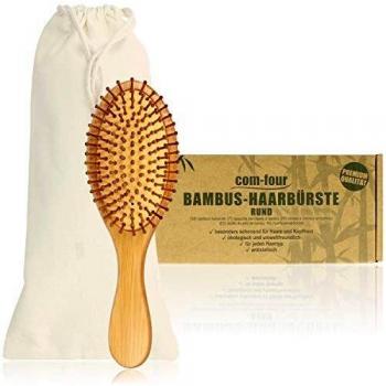 com-four® Cepillo para el Cabello Natural Hecho de bambú - Cepillo ecológico con cerdas Naturales - para Hombres, Mujeres, niños - 100% Vegano