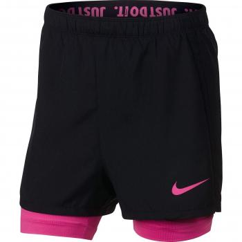 Nike G Nk Dry 2in1 Short Pantalón, Niñas, Black Laser Fuchsia, L