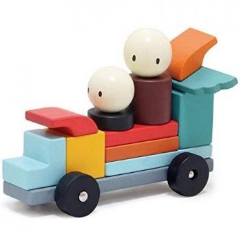 Tender Leaf Toys Racing Magblocs - Bloques de construcción de coches de carreras de madera y magnético