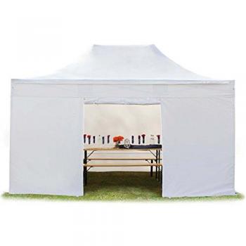 Carpa Plegable 3x4,5m Premium Acero 40mm con Laterales Sin Ventana, Blanca