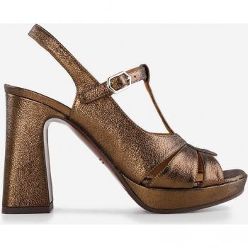 Chie Mihara - Sandalias de tacón Usame de mujer en piel con dibujo T y tacón bloque forrado
