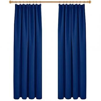 Deconovo Cortina Opaca Fruncidas Gruesa Decór Ventana Accesorios para Habitacion Matrimonio Estilo Moderno Elegante con Bolsillos 2 Piezas 117 x 229 cm Azul Oscuro