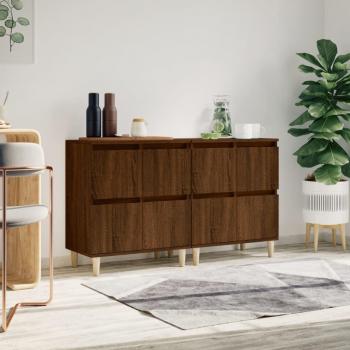 Aparadores de Madera Contrachapada VidaXL 2 uds, Color Roble Marrón, Dimensiones 60x35x70 cm, Mueble de Almacenaje para Salón, Buffet y Armario Auxiliar