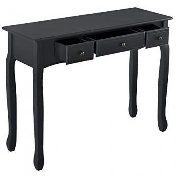 Mesa Consola Vintage Hirschhorn con 3 Cajones - 78 x 100 x 35 cm - MDF/Pino Negro