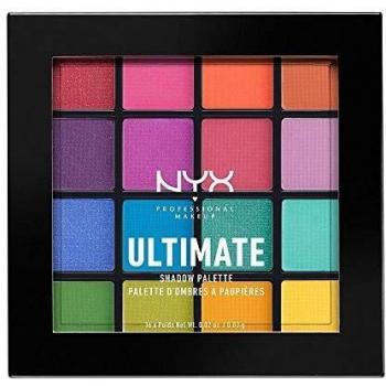 NYX Professional Makeup Paleta de sombra de ojos Ultimate Shadow Palette, Pigmentos compactos, 16 sombras, Acabados mate, satinados y metalizados, Tono: Brights