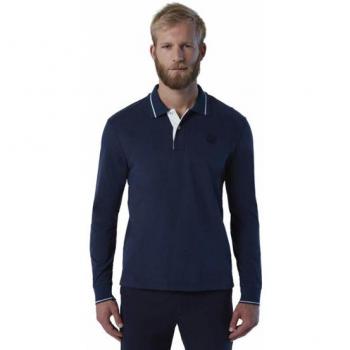 North Sails Blue Long-Sleeved Cotton Polo Shirt - L