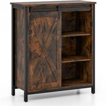 Armario de Almacenamiento Rústico con Puerta Corredera de Granero y Estantes Ajustables 70 x 30 x 81 cm Marrón