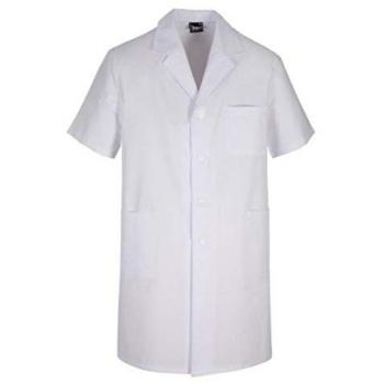 Bata Sanitaria Blanca para Hombre | Manga Larga | Cuello y Bolsillos | Fácil Lavado y Planchado | Varias Tallas