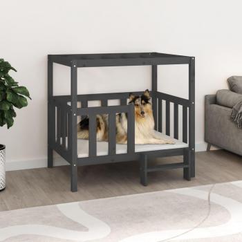 Cama para perros de madera maciza de pino gris 105.5x83.5x100 cm