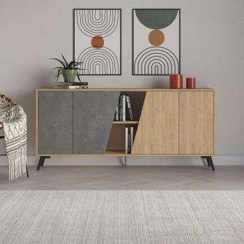 Consola Fiona 4 Puertas Venprodin, 180 cm, efecto Roble - Gris