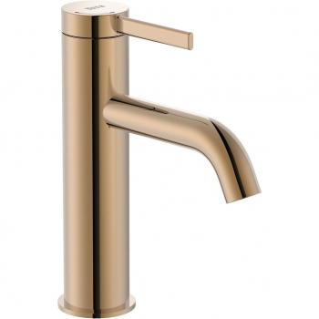 Grifo monomando con desagüe click clack para lavabo Ona Roca color oro rosado