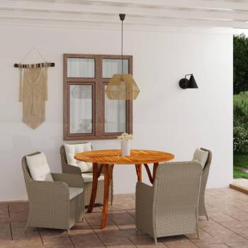 Juego de Comedor para Jardín 5 Piezas con 1 Mesa y 4 Sillones con Cojines Marrón