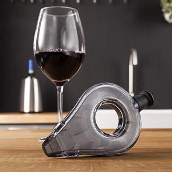Vacu Vin Aireador de Vino Color Negro y Transparente, Acero Inoxidable, Plateado, Centimeters