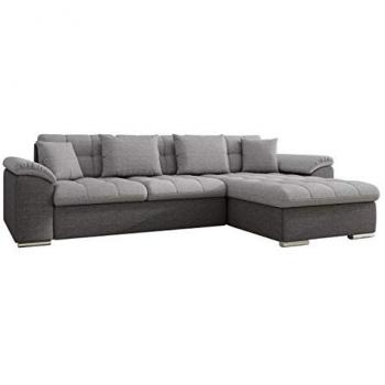 Sofá rinconero Comfivo 129, gris, función de descanso, caja de ropa de cama, 277 x 158 x 76 cm