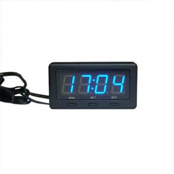 3 in 1 Digital LED azul 12V/24V Voltaje Temperatura de Reloj Termómetro interior/exterior digital Monitor de Batería Medidor Automático Coche Encendedor de cigarrillos