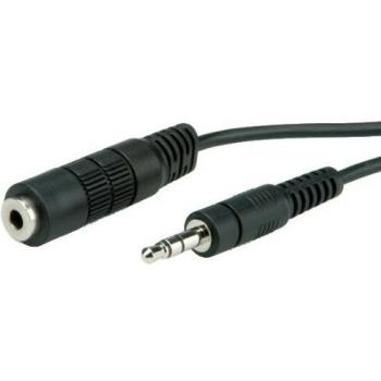 Cable de Audio Jack 3.5mm Estéreo, Enchufe y Toma, 2m, Pantalla Negra