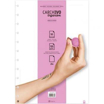 Recambio Cuaderno Ingeniox A4 Liso 50 Hojas 100g Extraíble