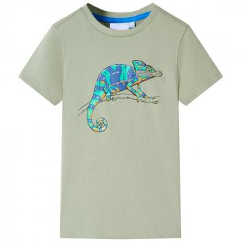 Camiseta infantil de manga corta caqui claro 116