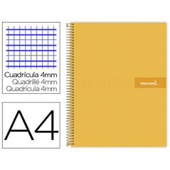 Cuaderno espiral Liderpapel A4 Crafty tapa forrada 80 hojas 90g/m² cuadrícula 4mm con margen color naranja