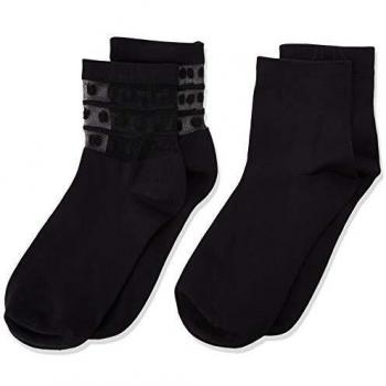 Dim Socquette Skin Fancy Coton Style X2 Calcetines, Negro
