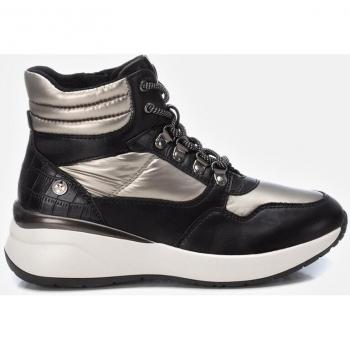 Xti - Botines deportivos de mujer con cierre de cremallera y cuña en color negro