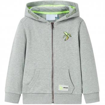 Sudadera infantil con capucha y cremallera caqui claro melange 116