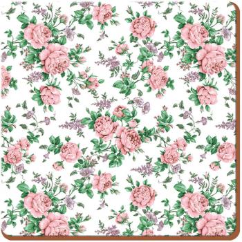 Creative Tops Ditsy - Posavasos con Reverso de Corcho, Madera, diseño Floral, Rosa, 4 Piezas