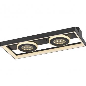 Lámpara de Techo LED Traforo 45 cm, Negro, CCT, Dimmable con Control Remoto