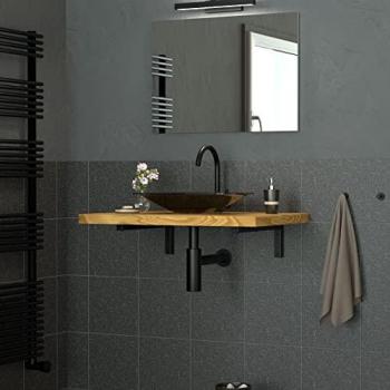 Set 2 Soportes de Pared Angulares L Flotantes de Acero Negro 350 x 150 mm para Estante, Lavabo y Muebles