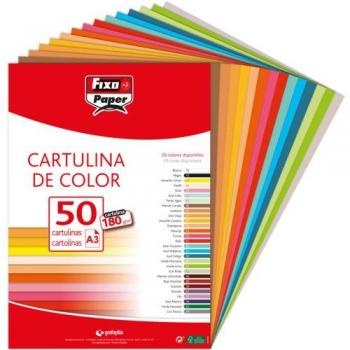 FIXO PAQ/50 CARTULINAS A3 180G. AZUL ÍNDIGO