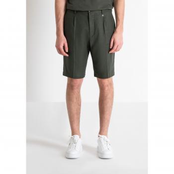Pantalones Cortos Carrot Fit de Lino Viscosa para Hombre - Color Verde, Talla S