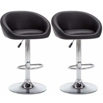 vidaXL 2X Sillas de Bar Cuero Sintético Negro Taburete Asiento Cocina Comedor