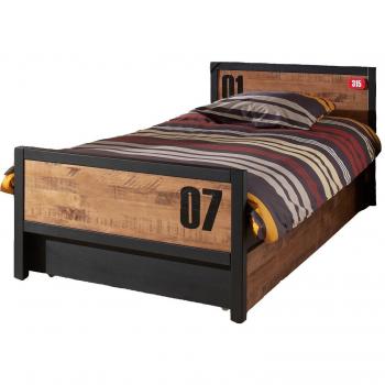 Cama nido Alex de pino macizo oscuro y negro 90x200 cm