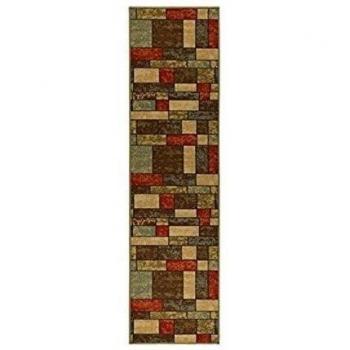 Ottohome Collection Multi Colour Contemporary Boxes Design Runner Rug With Non-Skid