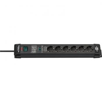Brennenstuhl 1951160400 Premium-Line Power Distribution Unit, 6 Sockets, 1.8m Cable, Black with Switch and Surge Protection