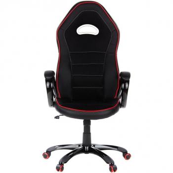 hjh OFFICE 621720 Silla Gaming Pace 100 Piel sintética Negro/Rojo, cómodo, con apoyabrazos Acolchados, Elegante Base Negra, inclinable, Respaldo Alto, Silla giratoria