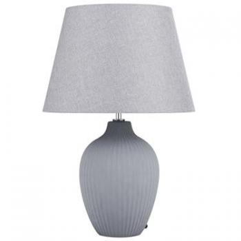Lámpara de mesa de cerámica gris 52 cm con pantalla imperio estilo retro para dormitorio y sala de estar