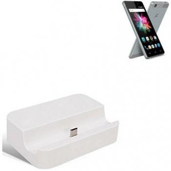 Dock USB Micro adecuado para el Allview X3 Soul Mini, blanco | estación de carga incluyendo el cable USB 2.0 cable de datos / cargador, la horquilla del muelle de escritorio cargador universal adecuado para el teléfono móvil para smartphones con conect