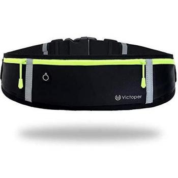 Riñonera Running para Correr, Impermeable, para Entrenamiento, Viajes y más, con Tiras Reflectantes y Orificio para Auriculares, Ideal para Todo Tipo de teléfonos