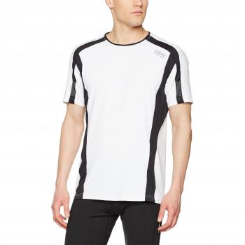 GORE RUNNING WEAR Camiseta de Hombre para correr, Manga corta, Súper ligera, Transpirable, GORE Selected Fabrics, AIR Shirt, Talla L, Blanco/Negro, SMEAIR019905