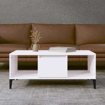 Mesa de centro blanca 90x50x36,5 cm en madera contrachapada