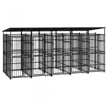 vidaXL Outdoor Dog Kennel with Roof Steel 9.22 m²