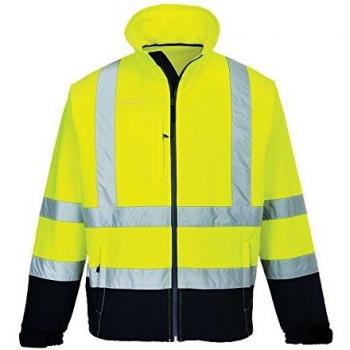 Chaqueta Softshell Bicolor de Alta Visibilidad Clase 3 con Forro de Polar Amarillo/Navy M