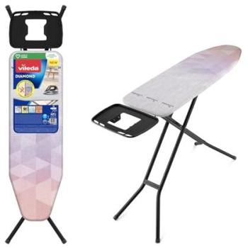 Tabla de Planchar Vileda Diamond con Superficie de 120 x 38 cm, Recubrimiento en Titanio, Altura Ajustable hasta 97 cm y Diseño Estable y Seguro