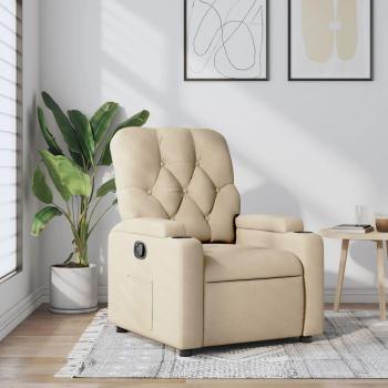 Sillón reclinable de tela crema vidaXL con mecanismo de reclinación, tapizado en tela suave color crema, estructura robusta, cómodo y elegante para el hogar