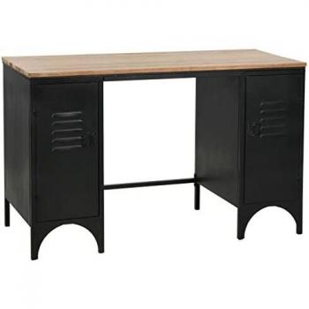 vidaXL Double Pedestal Desk Solid Firwood and Steel 120x50x76 cm